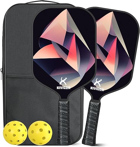 Miniatura 17 de Pickleball Paddles Set of 2, Carbon Fiber Surface, Polypropylene Honeycomb Core, Lightweight Pickleball Rackets Pickle Ball Paddle Set 2 Pack