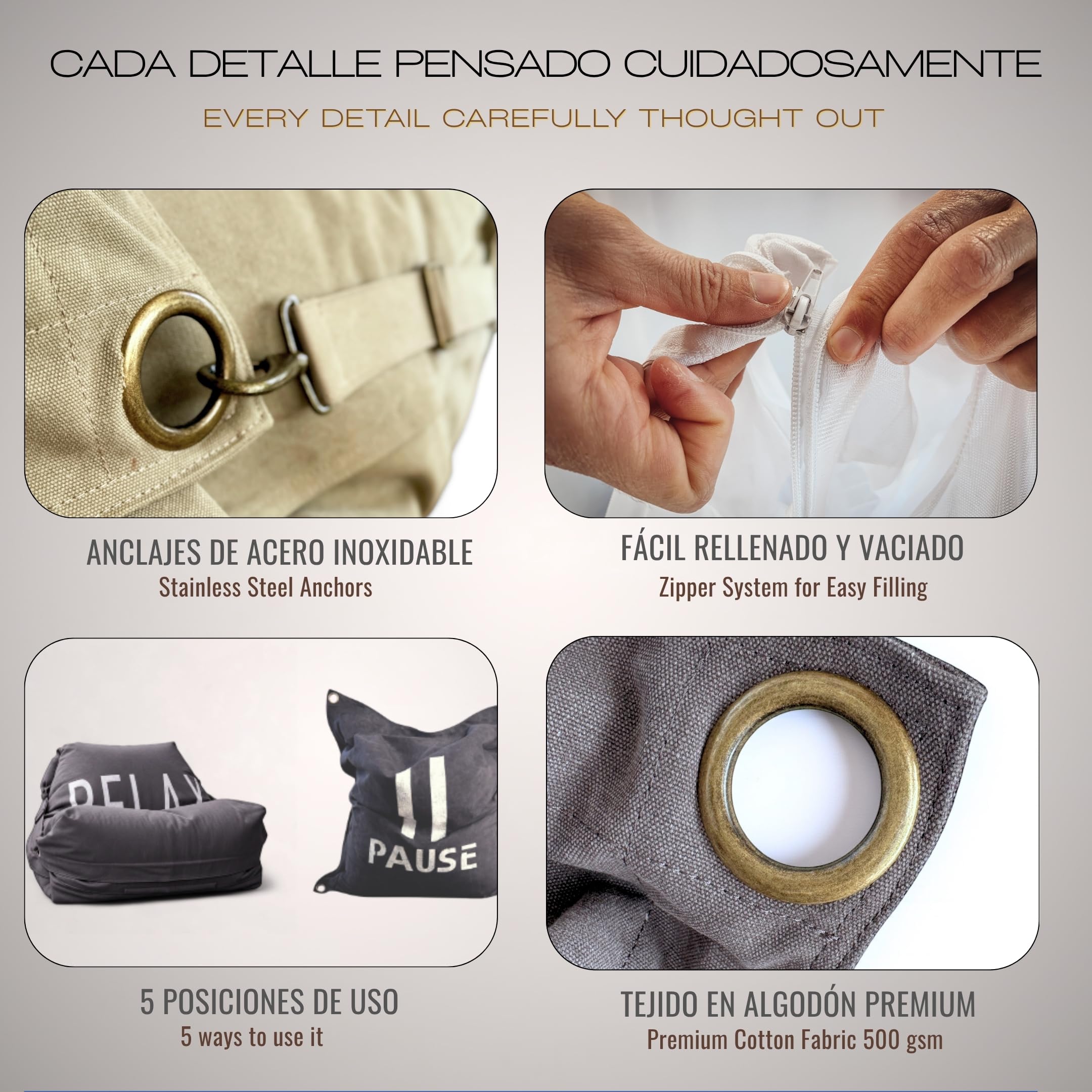 Aiire Sillón Puff con Relleno Incluido - Sofa Puf Gigante Moderno en Algodón Premium - Funda Desenfundable y Lavable - Bean Bag Chair para Jóvenes y Adultos - Puffs XXL [180x140]