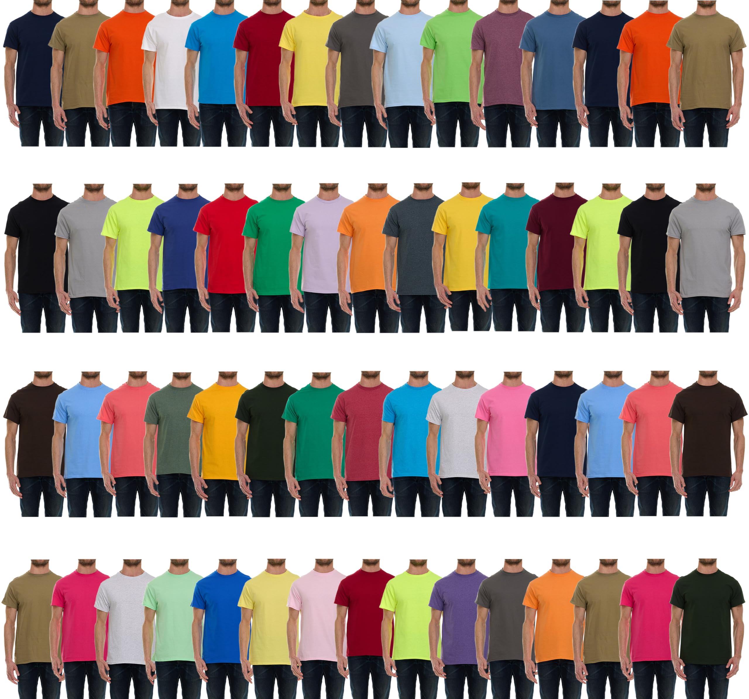60 Pack of Mens T-Shirts Wholesale Tees in Bulk Multipack Cotton Crewneck T-Shirts for Men