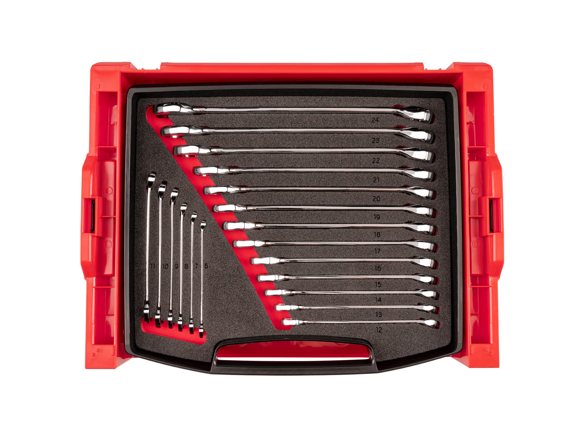 Combination Wrench Set, 19-Piece | OLB94202 | (6 - 24 mm), Stacking Organizer, Custom Foa…