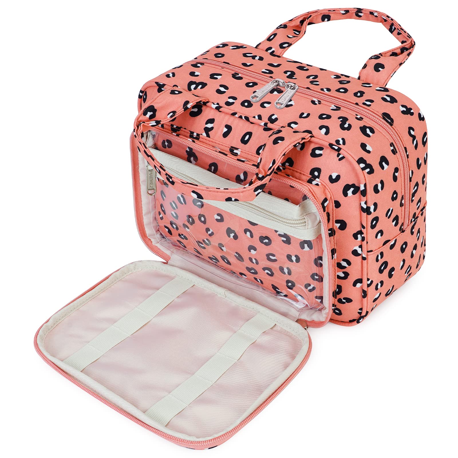 Narwey Bolsa de Aseo Grande para Colgar Bolsa de Maquillaje Organizador de Cosméticos para Mujeres y Niñas Neceser (Leopardo)