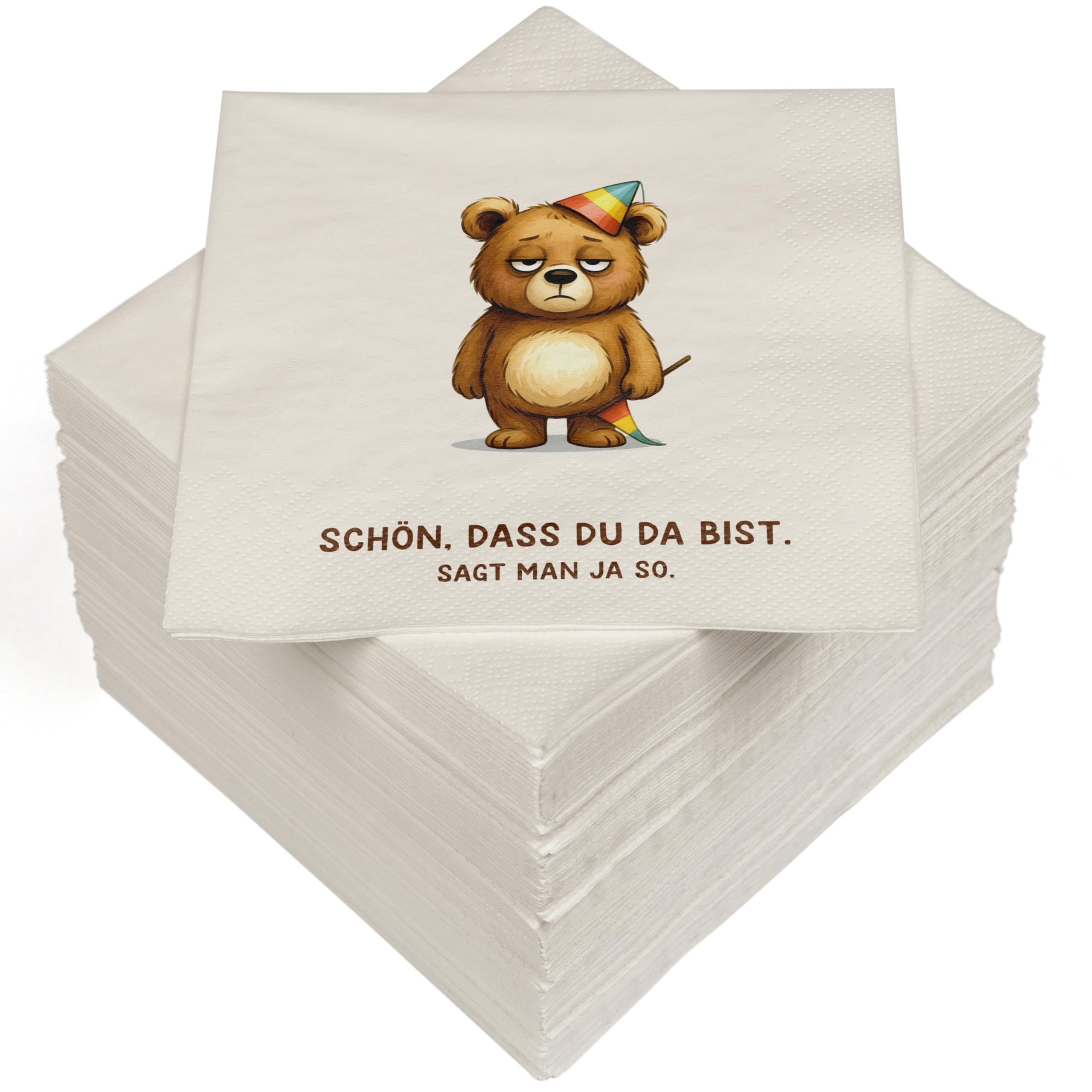 HEKU 100 Napkins, 3-ply, 33 x 33 cm, Party Bear, Absorbent and Practical Packaging, Wide Selection, Ideal for Special Occasions