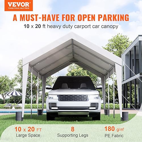 Miniatura 2 de VEVOR Toldo de coche mejorado de 10 x 20 pies, resistente a los rayos UV, lona impermeable para SUV, camión, barco, refugio, tienda de campaña con 8
