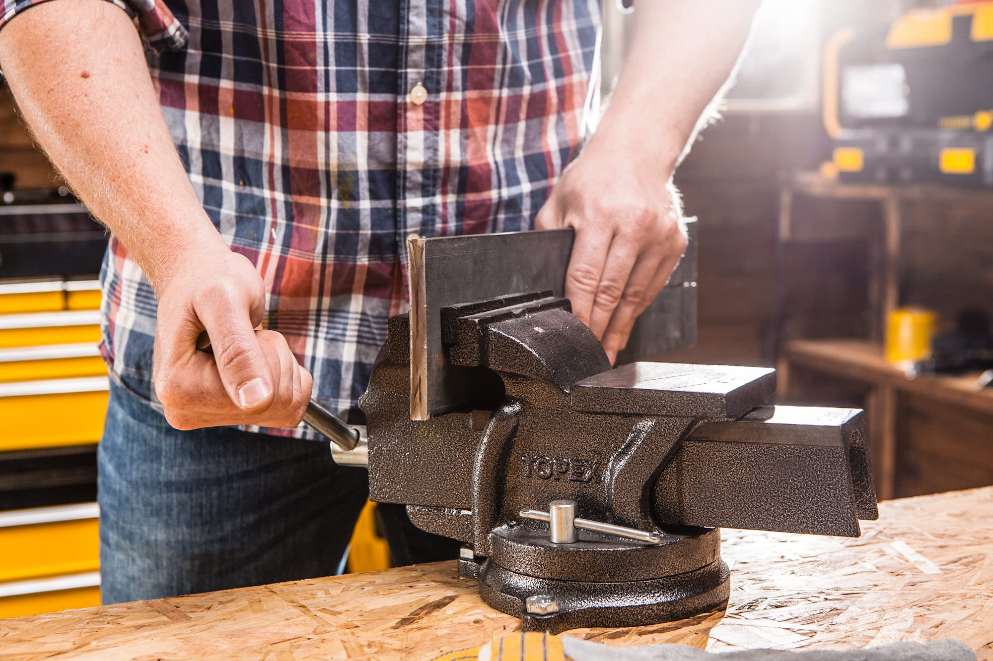 Morsa Da Banco Teeno 6 Inch - Acciaio Fuso, 1000kg Forza, Base Girevole 270°, 150mm Mascella - Foto 5