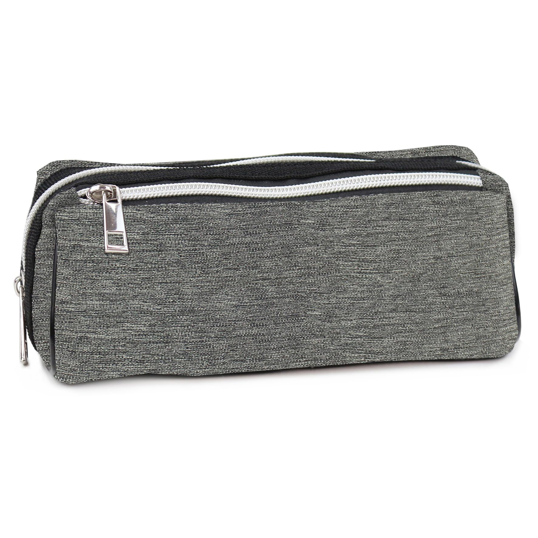 Fashion Stationery Pencil Case for Boys Secondary School Plain Grey Pencil Cases for Teenagers Men Kids Basic Stationary Storage with Compartments (Grey)