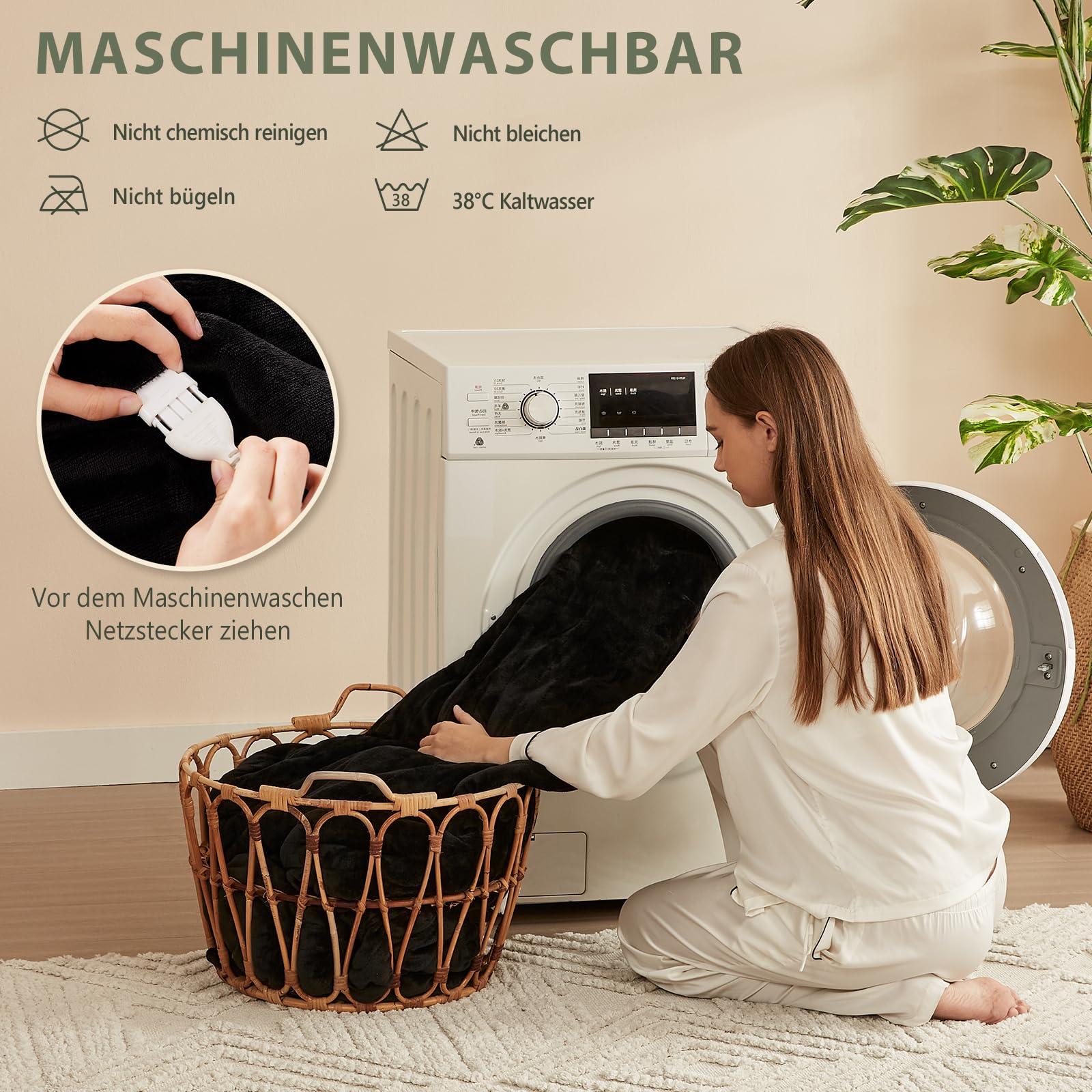 L'AGRATY Heizdecke,Wärmedecke 180x130cm,Wärme-heizdecke mit Abschaltautomatik,6 Heizstufen,10-Stunden-Timer,Wärmedecke Elektrisch mit Überhitzungsschutz Maschinenwaschbar(Schwarz)