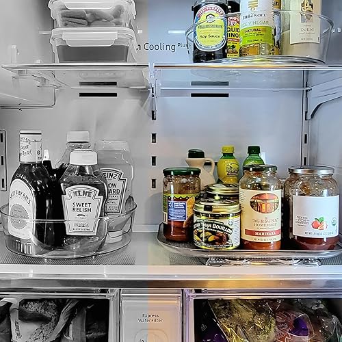 Miniatura 5 de LAMU Lazy Susan - Organizador giratorio de 14.56 x 11 pulgadas para refrigerador, rectangular transparente Lazy Susan, organizador de condimentos