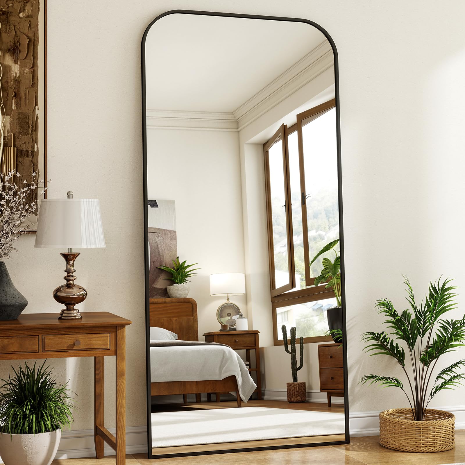 XRAMFY 77x38 Full Length Mirror Floor Standing and Wall Mountable