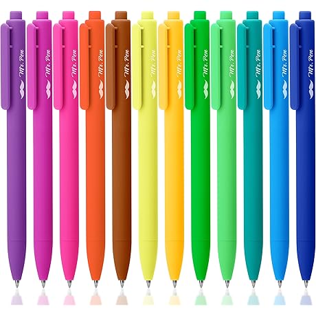 Mr. Pen Neon Gel Pens Pack of 12, Fine Point 0.7mm Retractable...