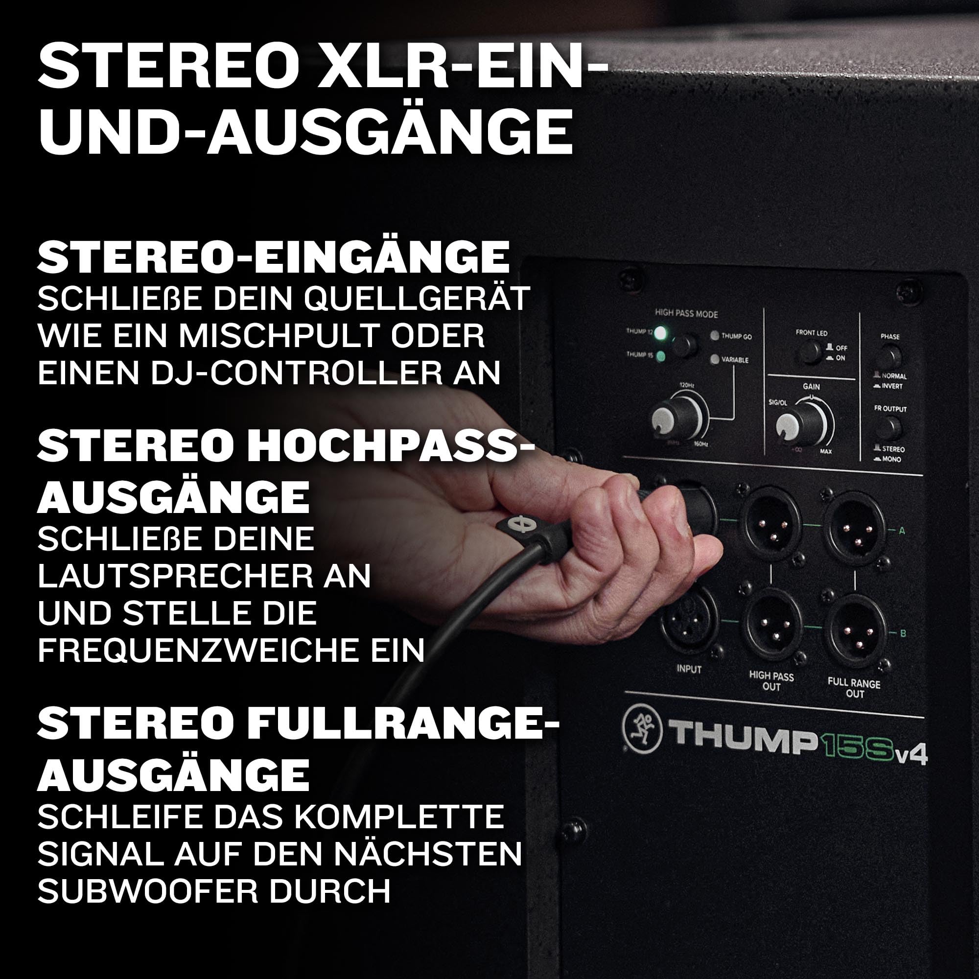 Mackie Thump15Sv4 15" Professioneller Aktiv-Subwoofer mit 132 dB SPL und 27 Hz Tiefbasswiedergabe