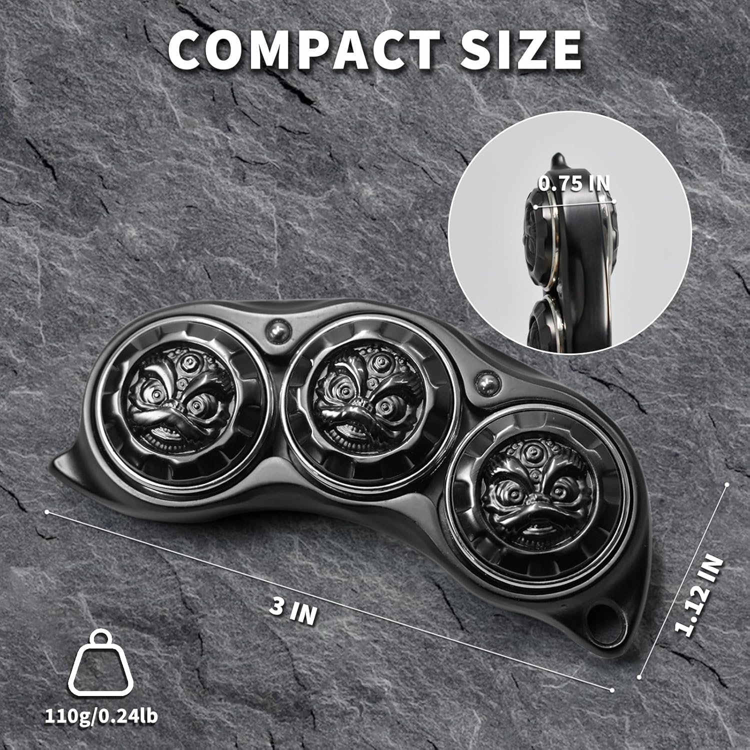 Pea Pod Fidget Slider, 2-in-1 Alloy Metal Fidget Toys for Adults, Sensory Tool with Ratchet-Like Sound & Haptic Feedback, Stress Relief Toy & Focus Tool for Office Desk (Black)