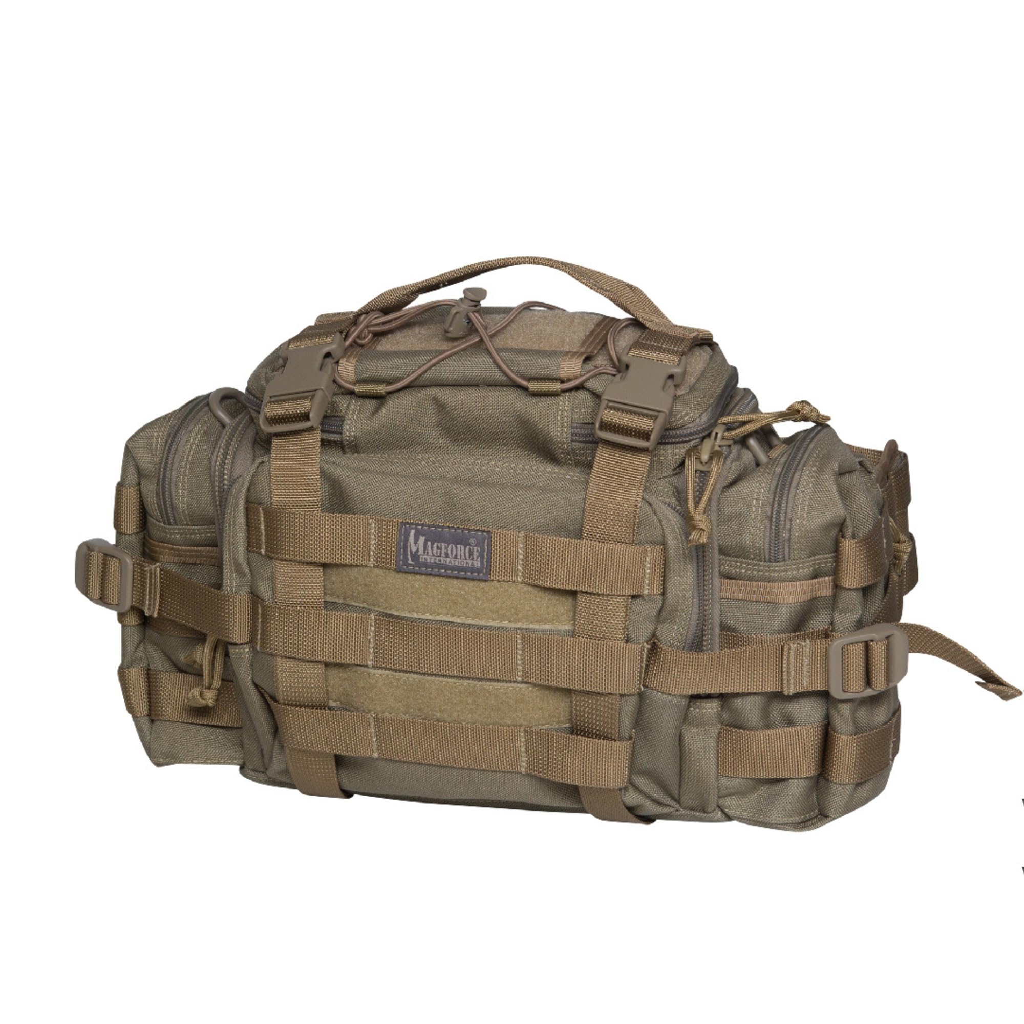 Magforce Sac Banane Tactique Sorcerer Waist Pack léger pour Voyage randonnée Nylon indéchirable Grande capacité Multi-Compartiments bandoulière zippée Kaki 1050D