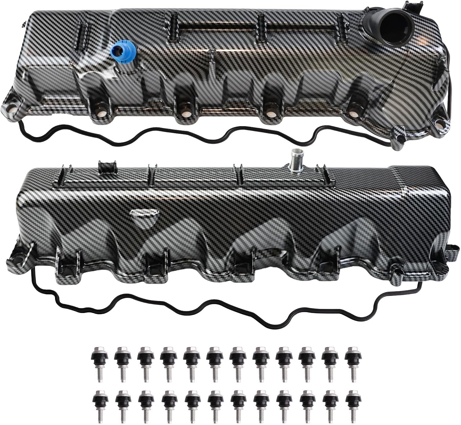 MITZONE Aluminum Valve Cover Set Compatible with 2008-2009 Chrysler Aspen 2008-2010 Dodge Dakota Durango Ram 1500 Jeep Commander Grand Cherokee 4.7L V8 53022139AA 53022138AB
