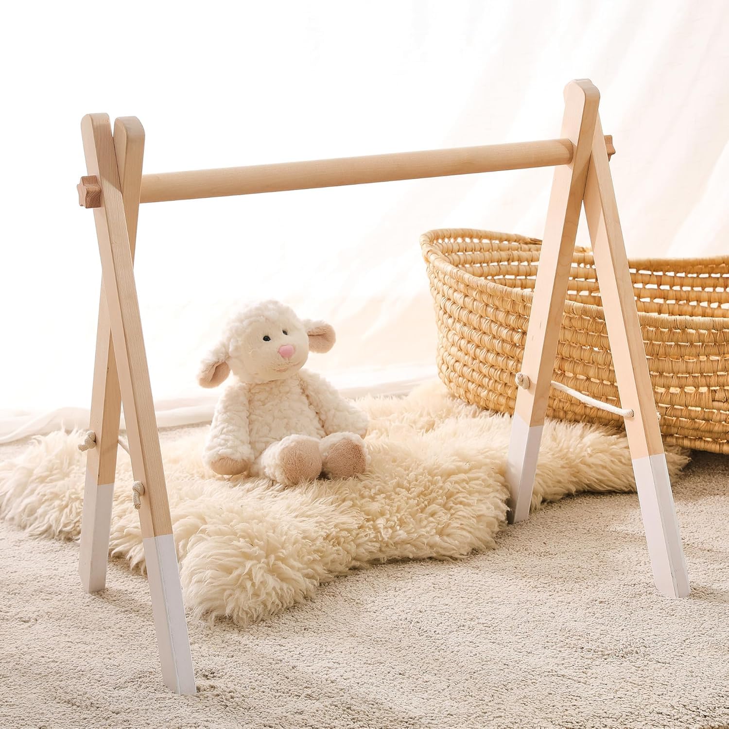 Promise Babe Spielbogen Baby Holz Baby Gym Holz Baby Spielbogen Neugeborenen Spielzeug Spielbogen Activity Center Baby Weiß Design Abnehmbar Spielebogen Babies Holz Kinderzimmer