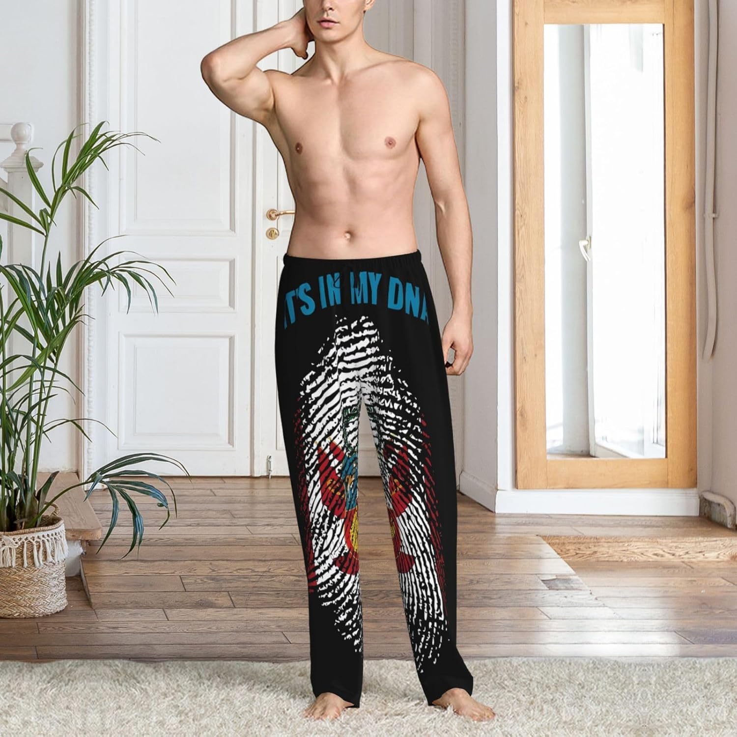SUNNYEE Peruvian Peru Flag Fingers Print It's In My Men's Pajama Pants Soft Lounge Pants Elastic Waistband Separate Bottoms Relaxed Sleep Pant Joggers Loungewear Sleepwear with Pockets XX-Large