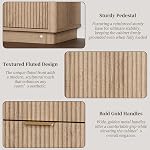 Dressing Fluted pour Chambre avec 6 Des tiroirs, 54" Grand coffre moderne avec éclairage, commode en bois TV Stand with Curved Edges, Organisateur de placards pour le salon, Hallway,Natural