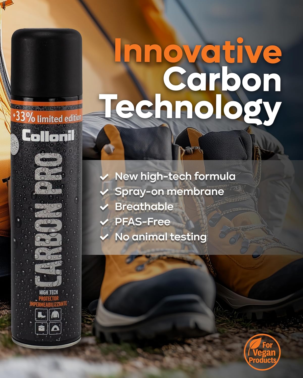 Collonil Carbon Pro XL – Universal Shoe Protector Spray 13.5 fl oz – Waterproof & Stain-Resistant – PFAS-Free Suede Protector for Shoes, Boots, Backpacks, Jackets & Tents – Made in Germany - Image 4
