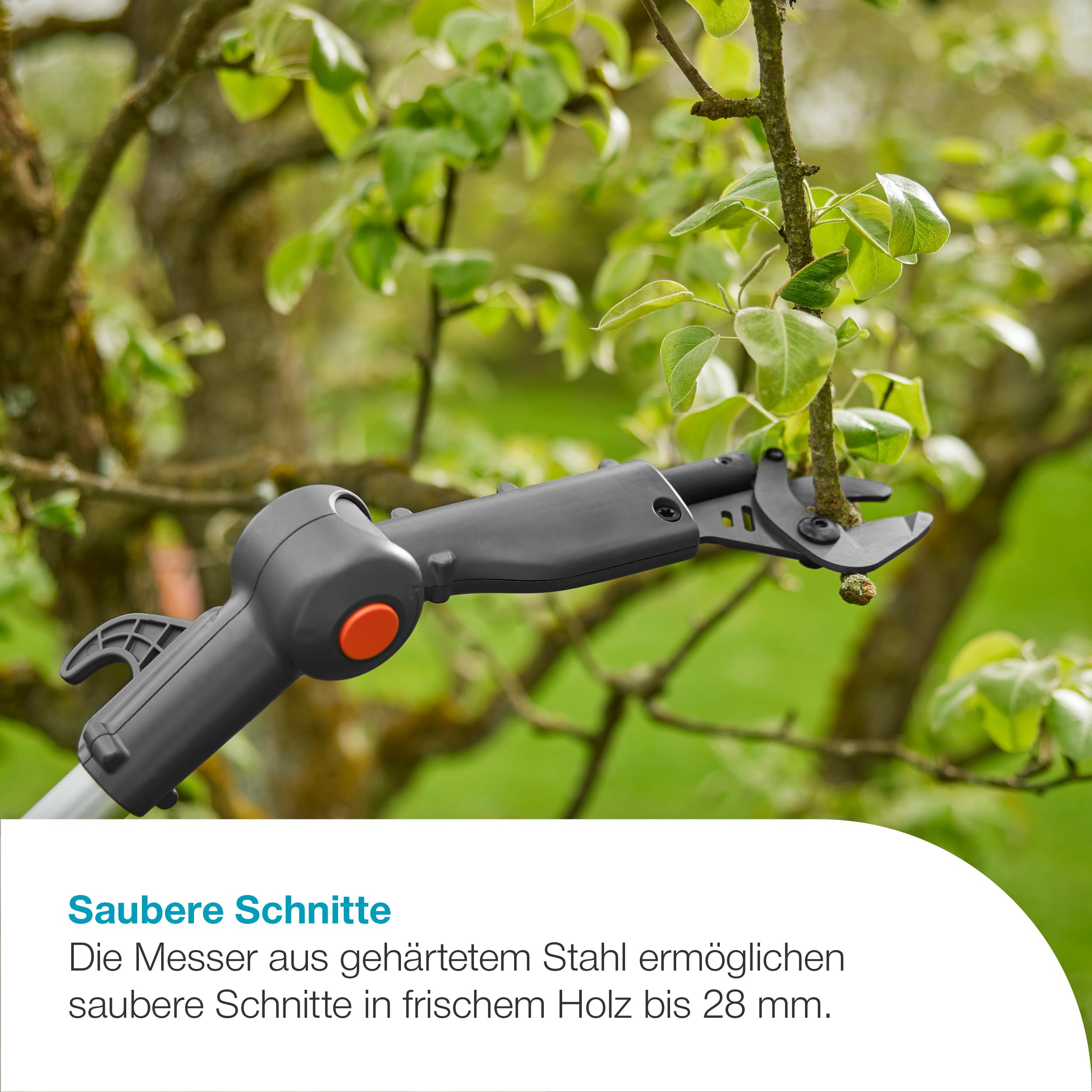 Gardena Akku-Teleskop-Baumschere HighCut 360/18V P4A Ready-to-Use Set: Bis zu 5 m Reichweite, Schwenkbarer Schneidkopf, Ergonomisch, LED-Anzeige, Kabellos (14776-20)
