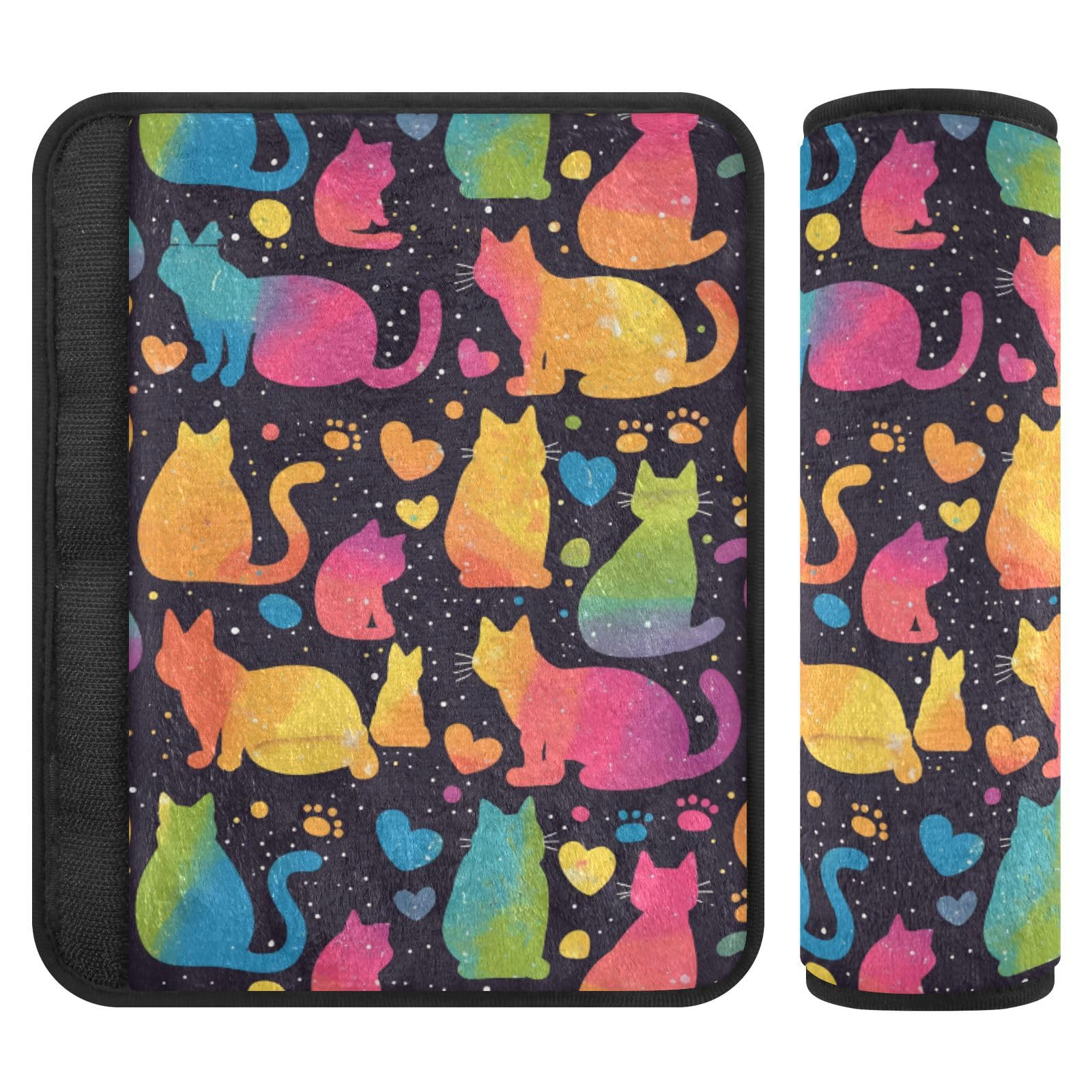 Seat Belt Covers 2 Pack Rainbow Cats Car Seat Strap Covers Super Soft Cute Car Seat Neck Cover for Boys Girls Adults Babies S