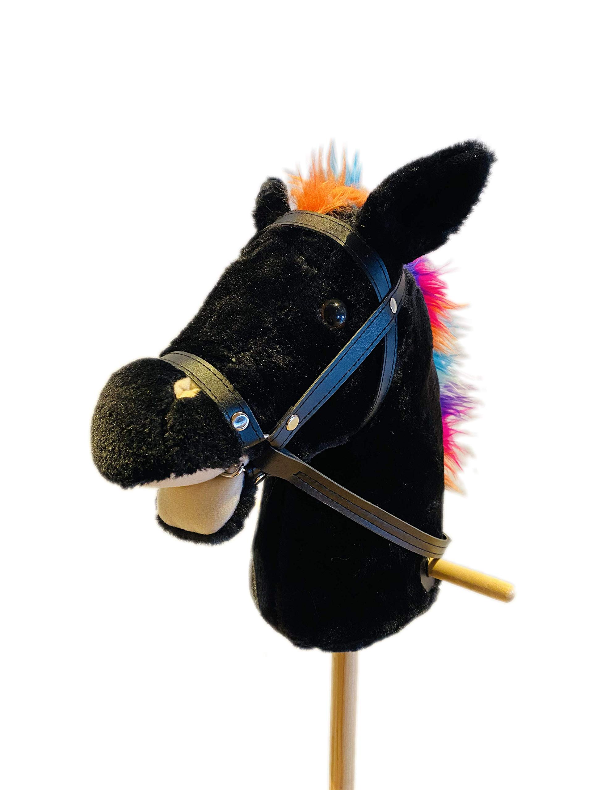 2883 Steckenpferd schwarz mit Pferdegalopp und Gewieher, 90cm