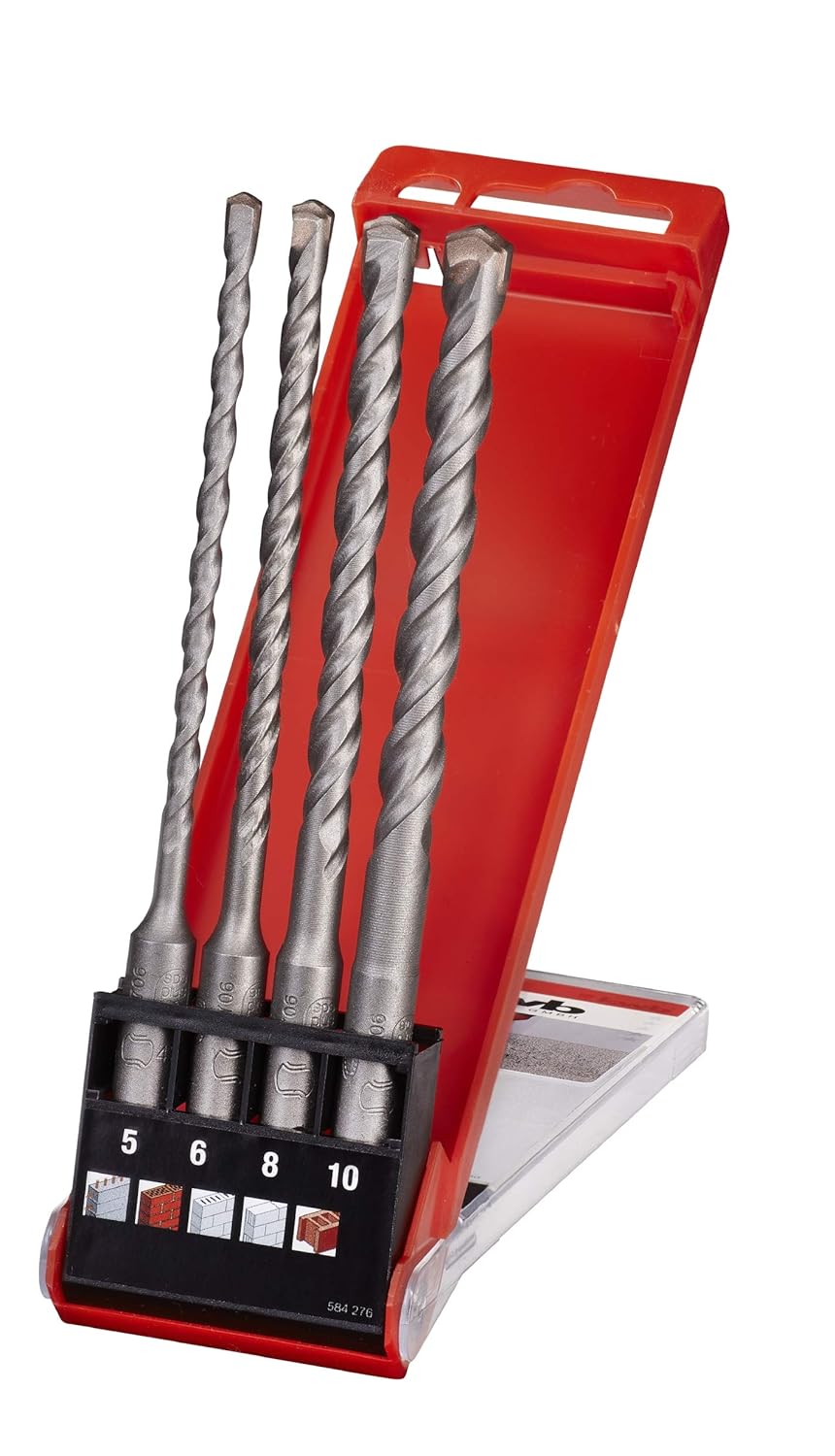 kwb 4-Piece SDS Plus Hammer Drill Bit Set - Self-Centering, Certified by PGM, Minimized Friction