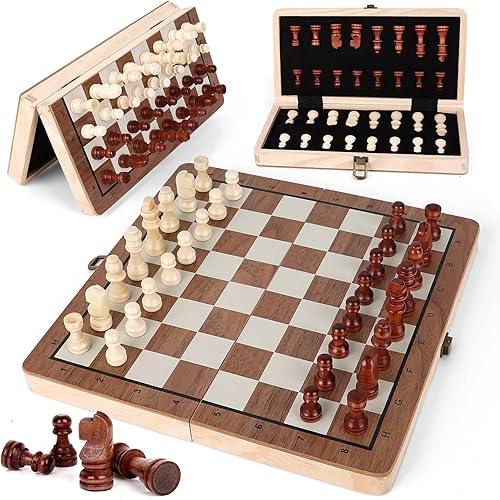 Juego de ajedrez de madera, tablero de ajedrez magnético de 11.5 pulgadas, diseño plegable con almacenamiento de ajedrez de viaje para niños, disponible en Yaxa Costa Rica