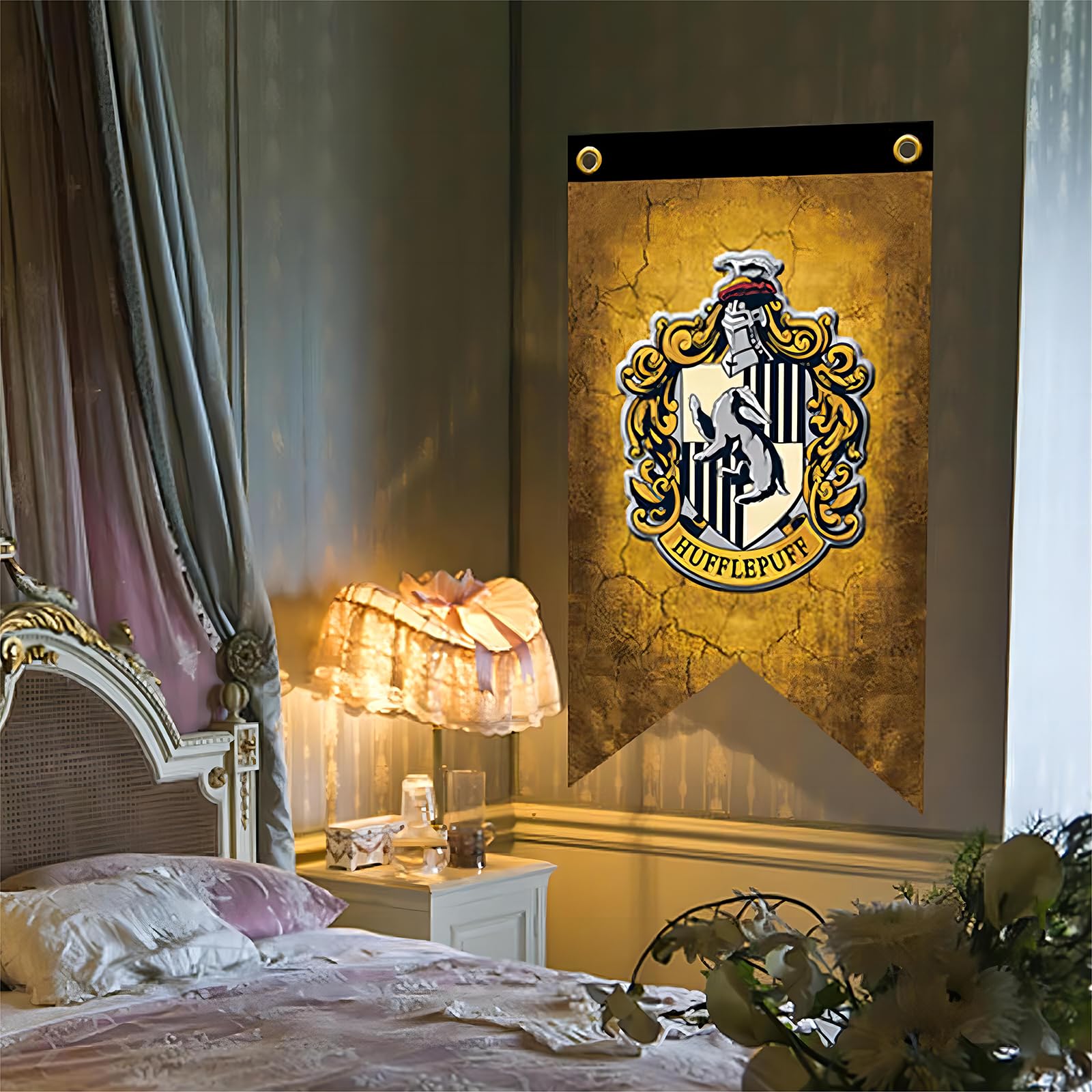 Harry Potter Bannière Blason Poudlard – 4 Maisons – Décoration Murale