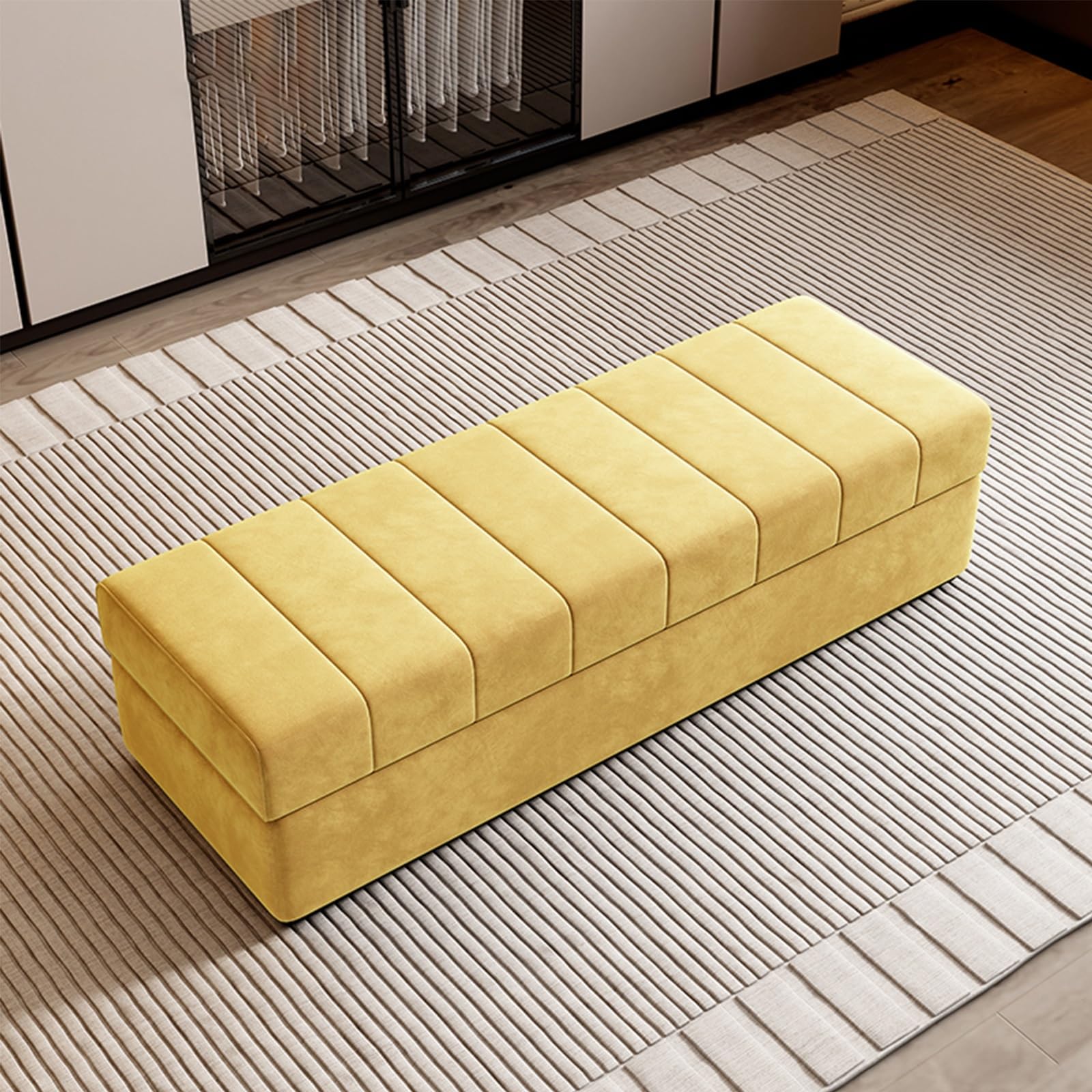 GDMDPTE Recular Shoe Sto Bench with Metal Support Fabric Ottoman for Bedroom & Entryway Cat Scratch Resistant Bed-End Sto Seat Slish & Functal nizer