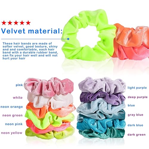 Vista 24 de Whaline - 12 ligas elásticas de terciopelo prémium para el pelo, accesorio para niñas o mujeres