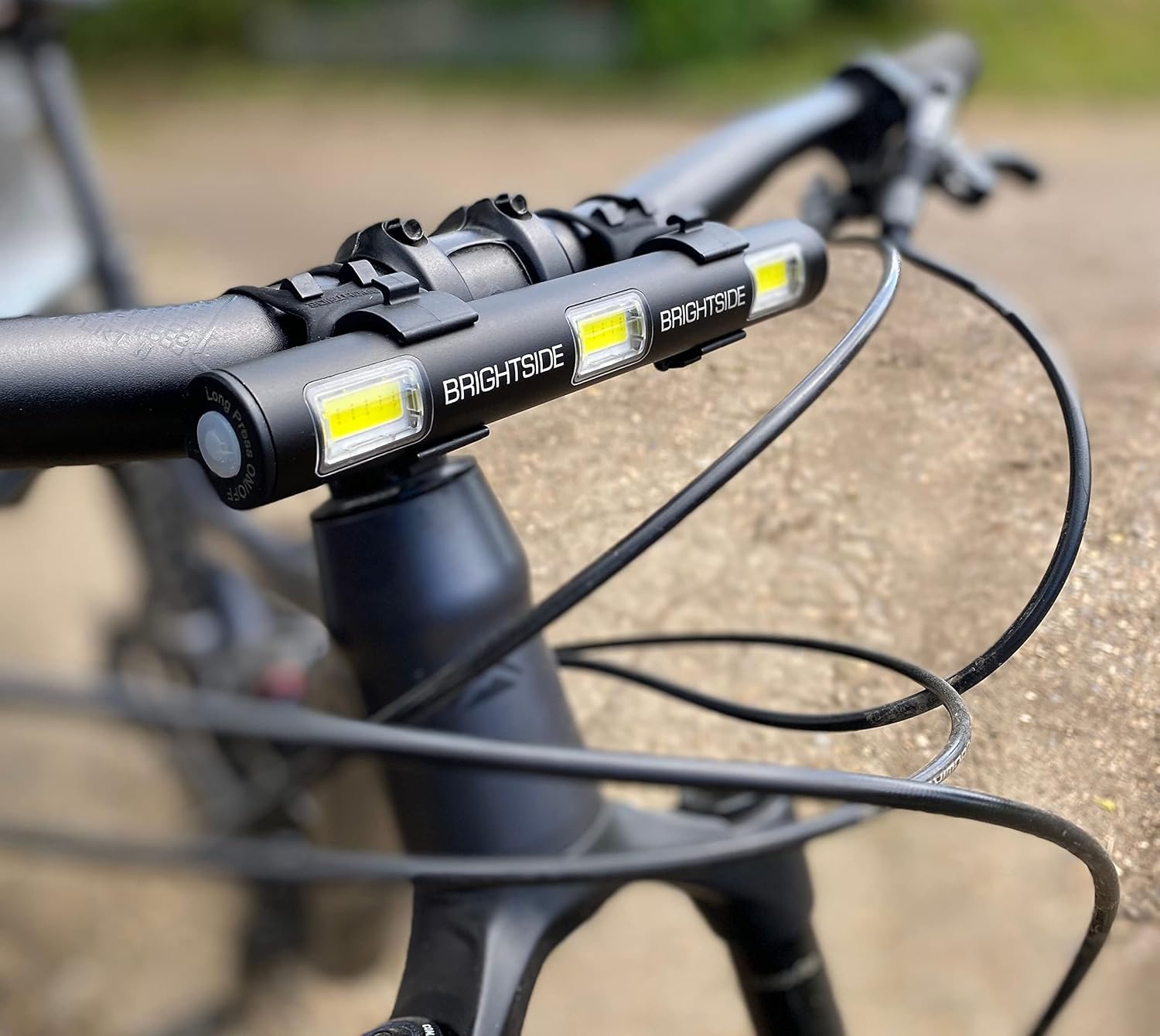 Brightside Bike Bar Light Front. Stay Seen Bike Light for