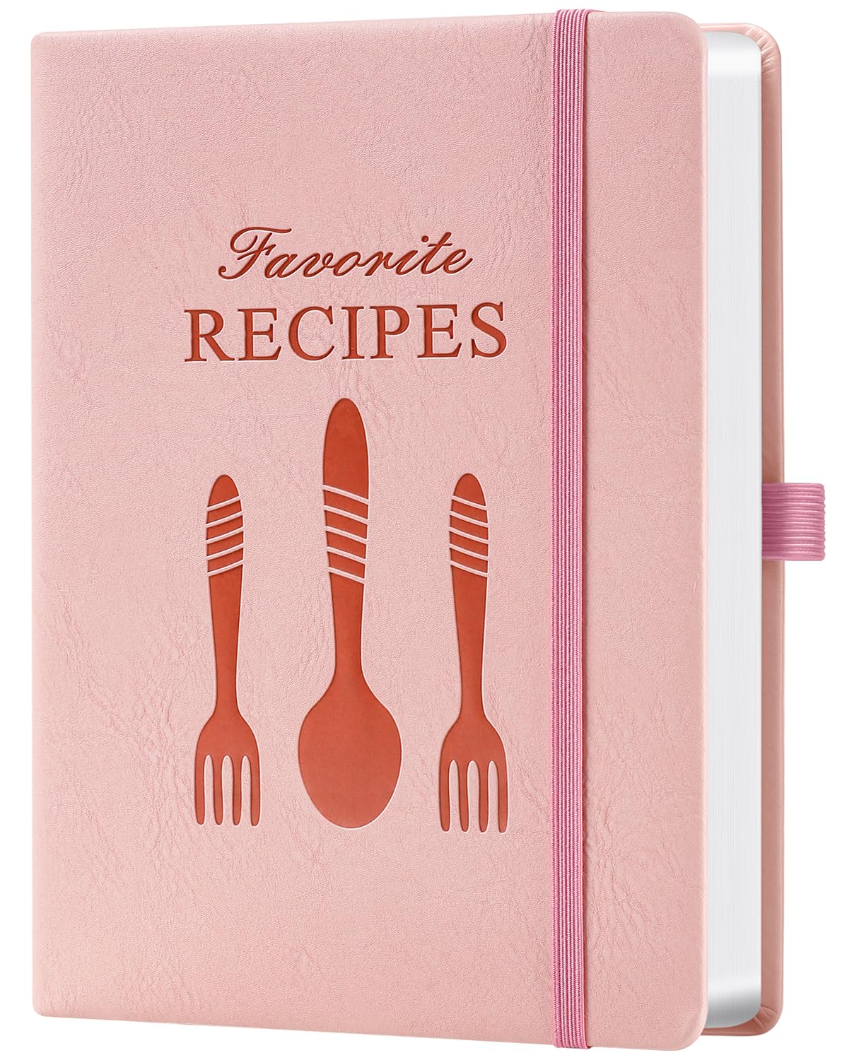 Blank Recipe Book to Write Your Own Recipes – Room for 124 Recipes, Hardcover, 120 Gsm Thick Paper, Family Cookbook Journal Notebook, Size A5(5.4" × 8.5") - Pink