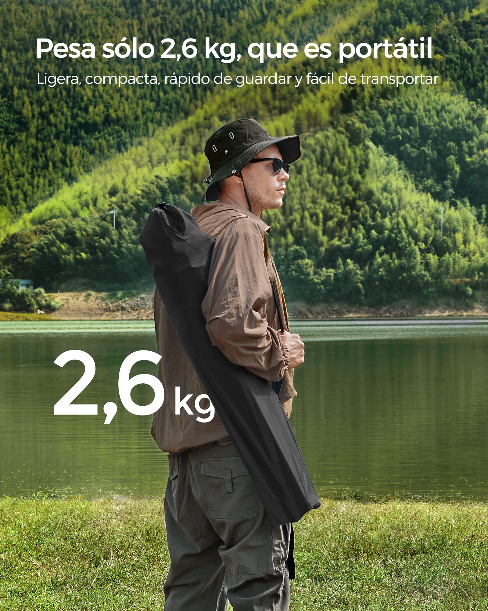 SONGMICS Sillas de Camping, Juego de 2 Sillas de Exterior, Respaldo Alto, Apoyabrazos, Bolsillo para Tazas, Portátil, Plegable, Carga de 150 kg, Acampada, Jardín, Pesca, Terraza, Negro GCB08BK