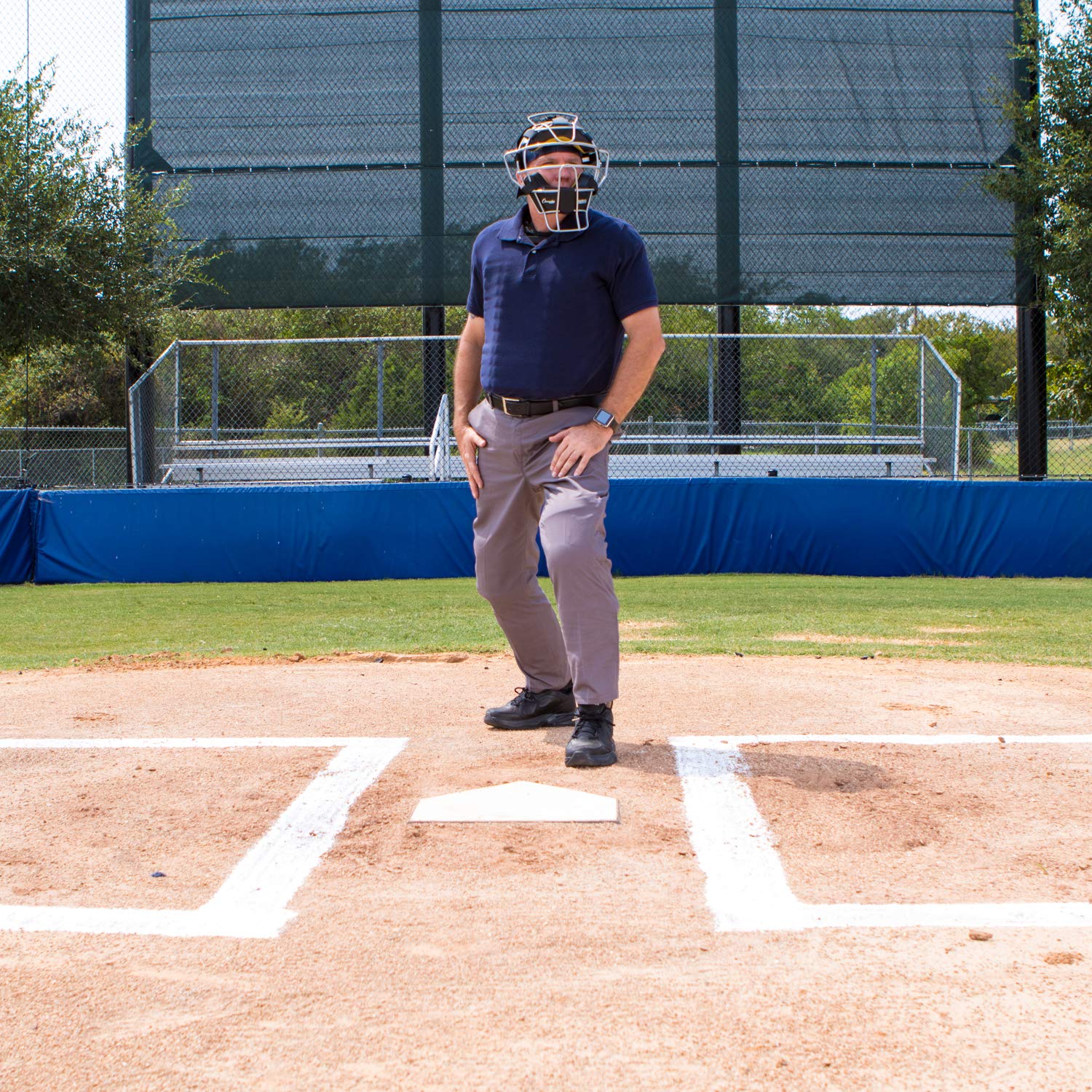 Champion Sports Protectores de Pierna para árbitro: espinilleras de árbitro Doble con alas para béisbol y Softball, 41,9 cm para Adultos, Color Negro
