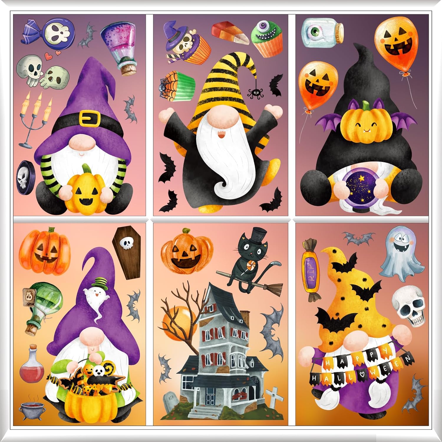 Halloween window stickers,Halloween Gnome Window Clings