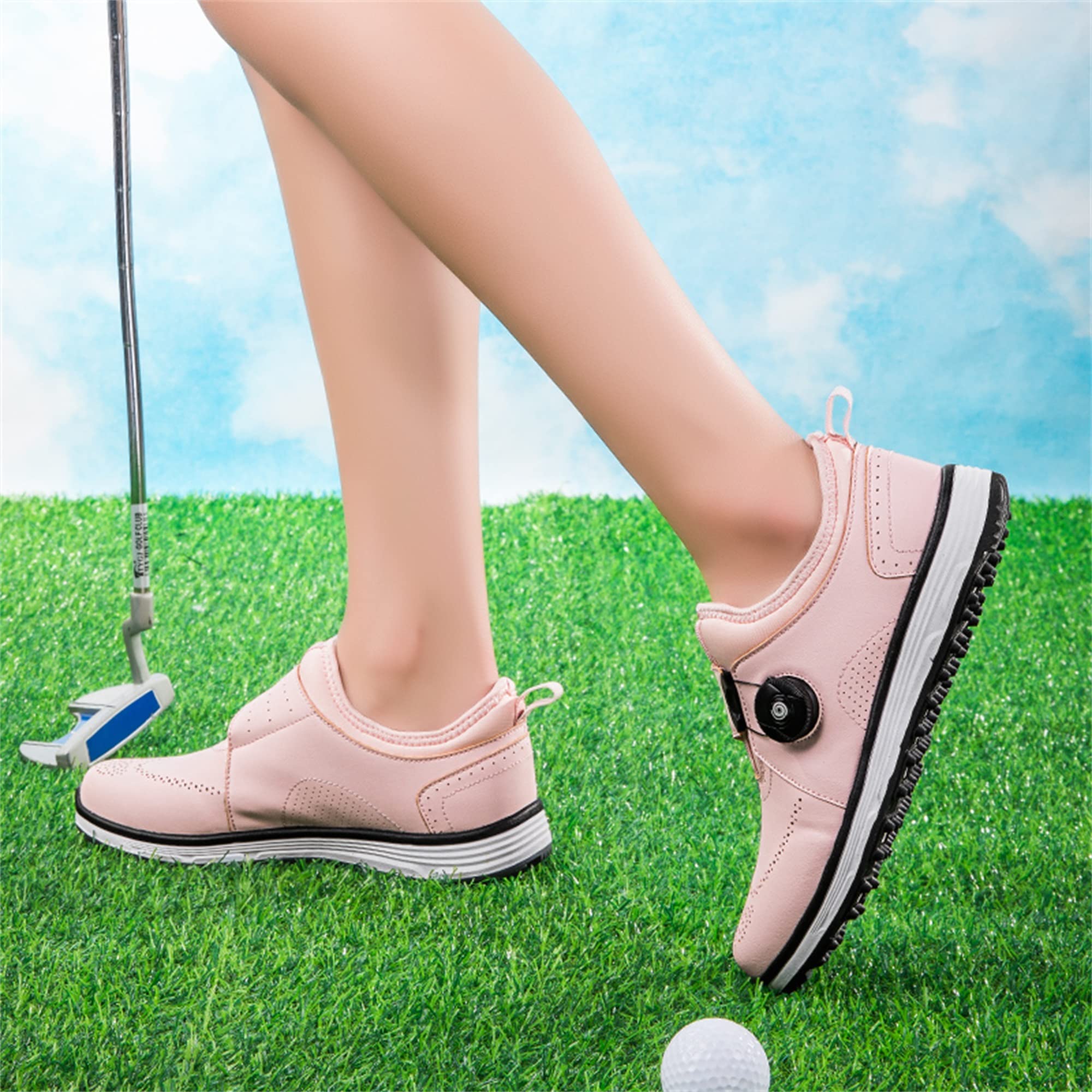 BOEBIZ Chaussures de Golf imperméables pour Femmes Premium légères pour l'extérieur, Roses Chaussures de Confort pour Filles 36-47 Tailles