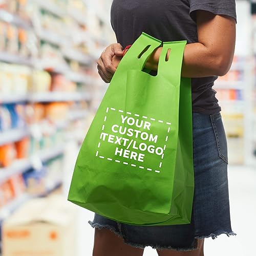 Miniatura 7 de DISCOUNT PROMOS Bodega - Juego de 10 bolsas de mano ligeras personalizadas, reutilizables, ideales para comestibles, ferias comerciales, recuerdos