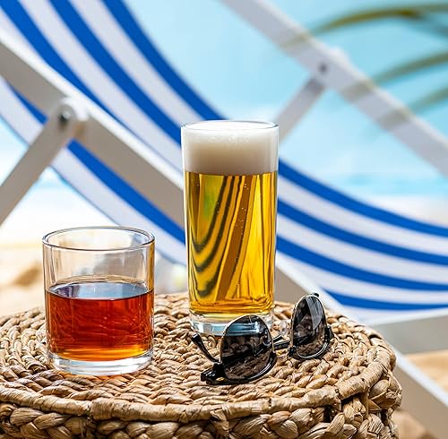 Miniatura 3 de Juego de 8 vasos de cocina para cóctel café helado cerveza té helado vino whisky agua vasos de huracán 4 vasos altos de vidrio y 4 vasos cortos Dof