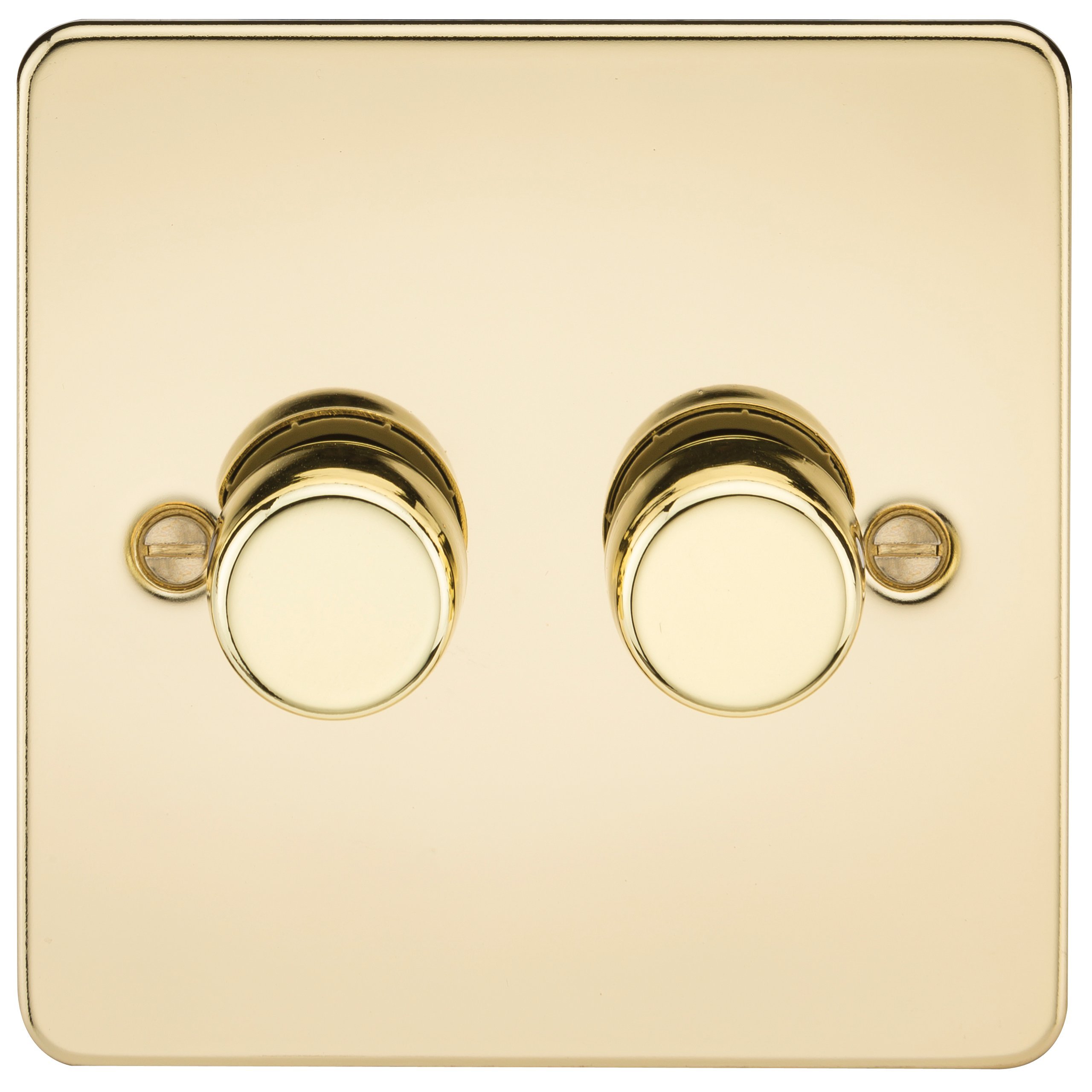 Knightsbridge Flat Plate 2G 2 Way 40-400W Dimmer - Polished Brass