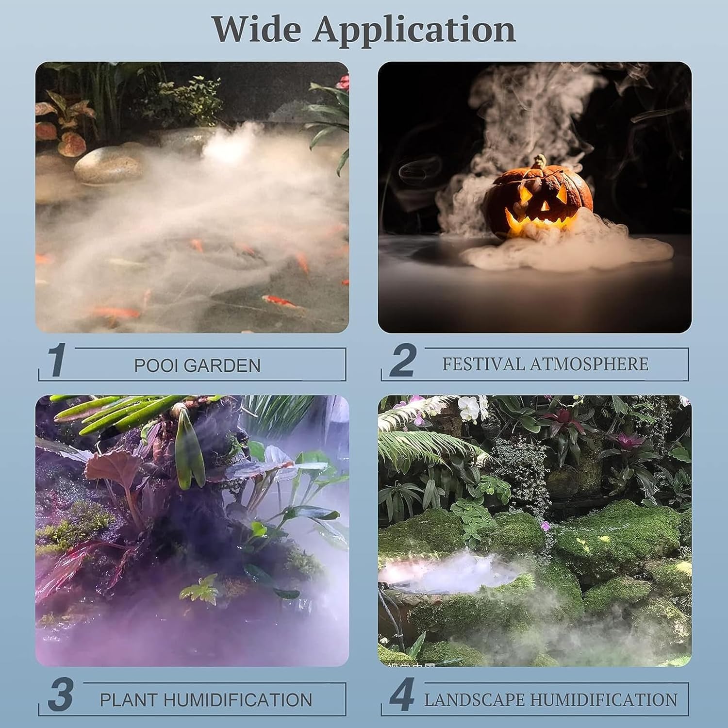 Jiawu Ultrasonic Fogger, 3 Ultrasonic Mist Maker Fogger, 120W IP67 Automatic Power Failure Fog Maker for Pond, Greenhouse, Rockery, Lawn, Halloween Decoration (US Plug)