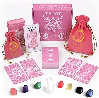Tarot Cards with Guide Book, Tarot Cards for Beginners, 78 Original Surface Pink Tarot Cards Deck Fortune Telling Game for Beginners&Expert Readers, Size 4.75" x 2.75"
