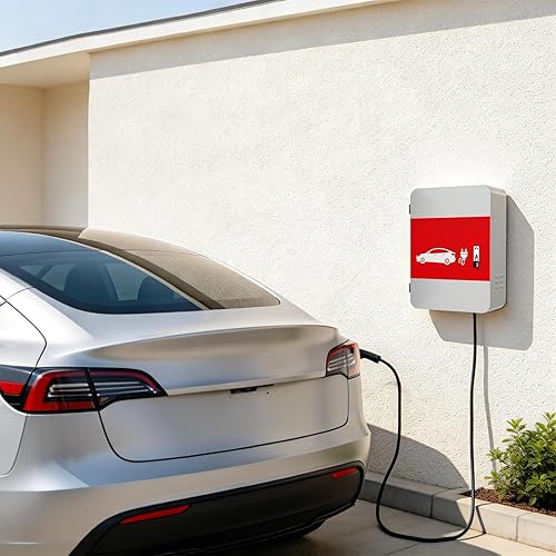 Miniatura 9 de POCHAR Protector de cubierta de cargador de vehículo eléctrico EV para Tesla Modelo Y Modelo 3- Conector de pared Estación de carga de acero EV