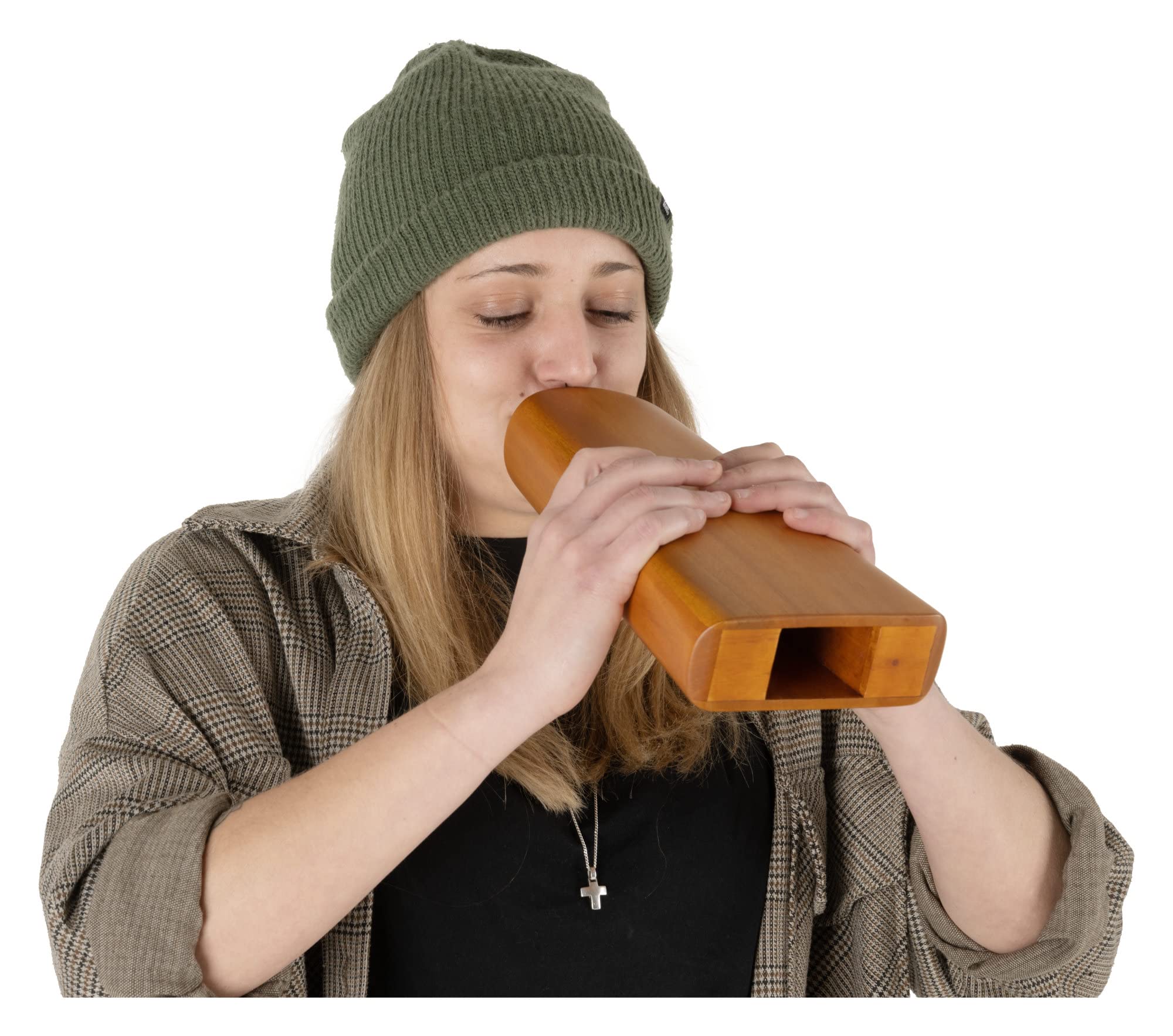 Classic Cantabile TD-1 Travel Didgeridoo, 30 cm, idéal voyages & randos sac à dos, construction intérieure spéciale pour son authentique, finition haut de gamme en bois d'acajou laqué.