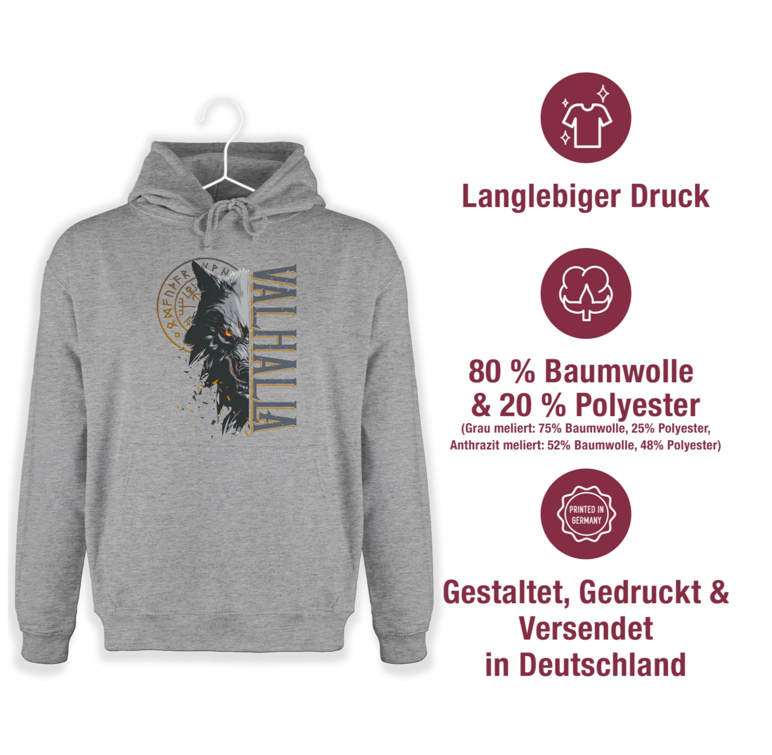 Shirtracer - Hoodie Herren Pullover Männer - & - Valhalla Wolf Geschenk Wikinger Geschenk Vikinger Geschenke Vikings I Walhalla Wölfe Odins I Nordische Mythologie Kompass Runen