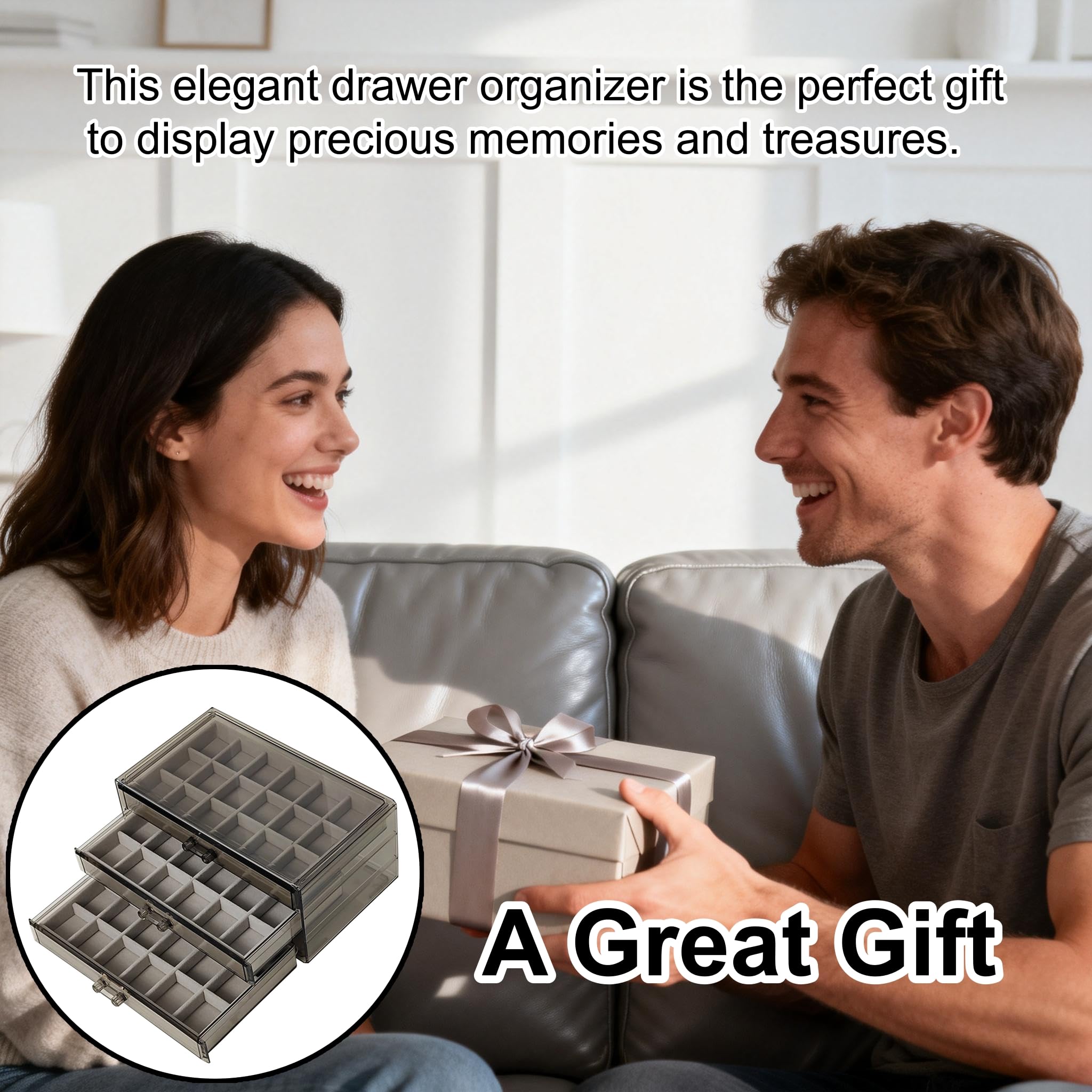 Caja de Almacenamiento, Vitrina de 54 Compartimentos Para Piedras Vitrina de 3 Capas Para Piedras Preciosas Caja de Colección de Acrílico Transparente Para Recuerdos de Graduación Estuche de Joyería