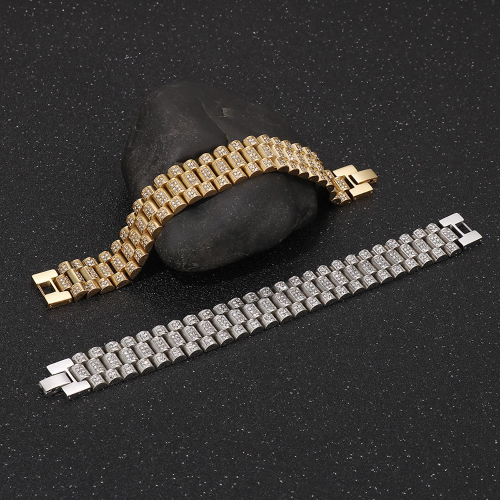 Herren Armkette Herren in Edelstahl, Zirkonia Glieder Link Armkette Armreif Unisex Kette personalisiert Klassische, Geschenk für Ihn