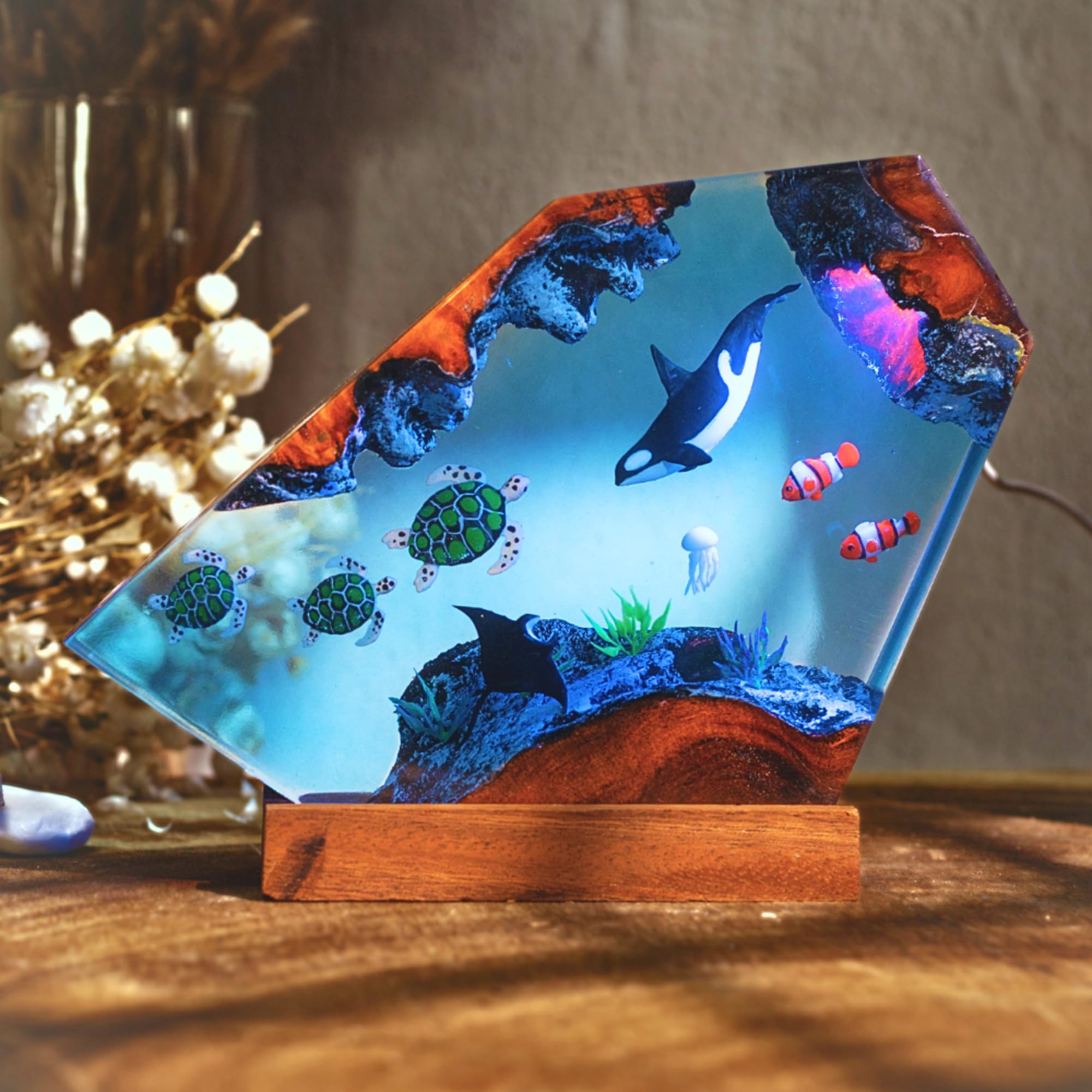ルチェマーレ　LUCE MARE ジョルジオ・ロッティ　アート本sealight Ocean Resin Lamp – Marine Life Night Light with 16 Color LED, USB