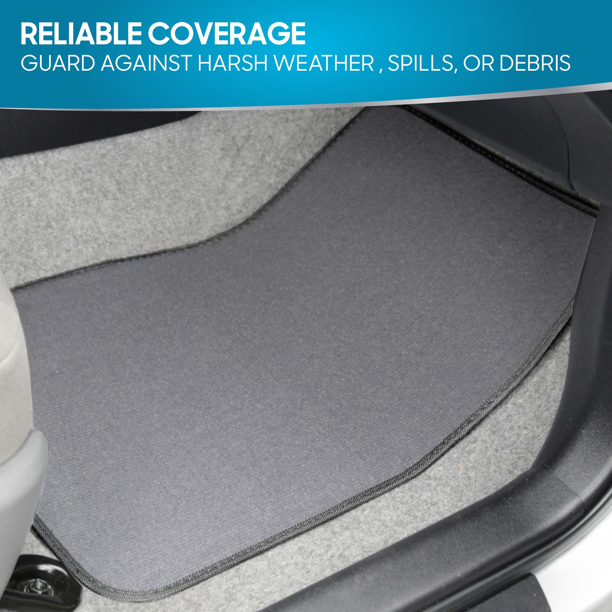 BDK Premium Medium Gray Carpet Floor Mats for Cars - Universal Fit Interior 4-Piece Car Mats Full Set — view 5