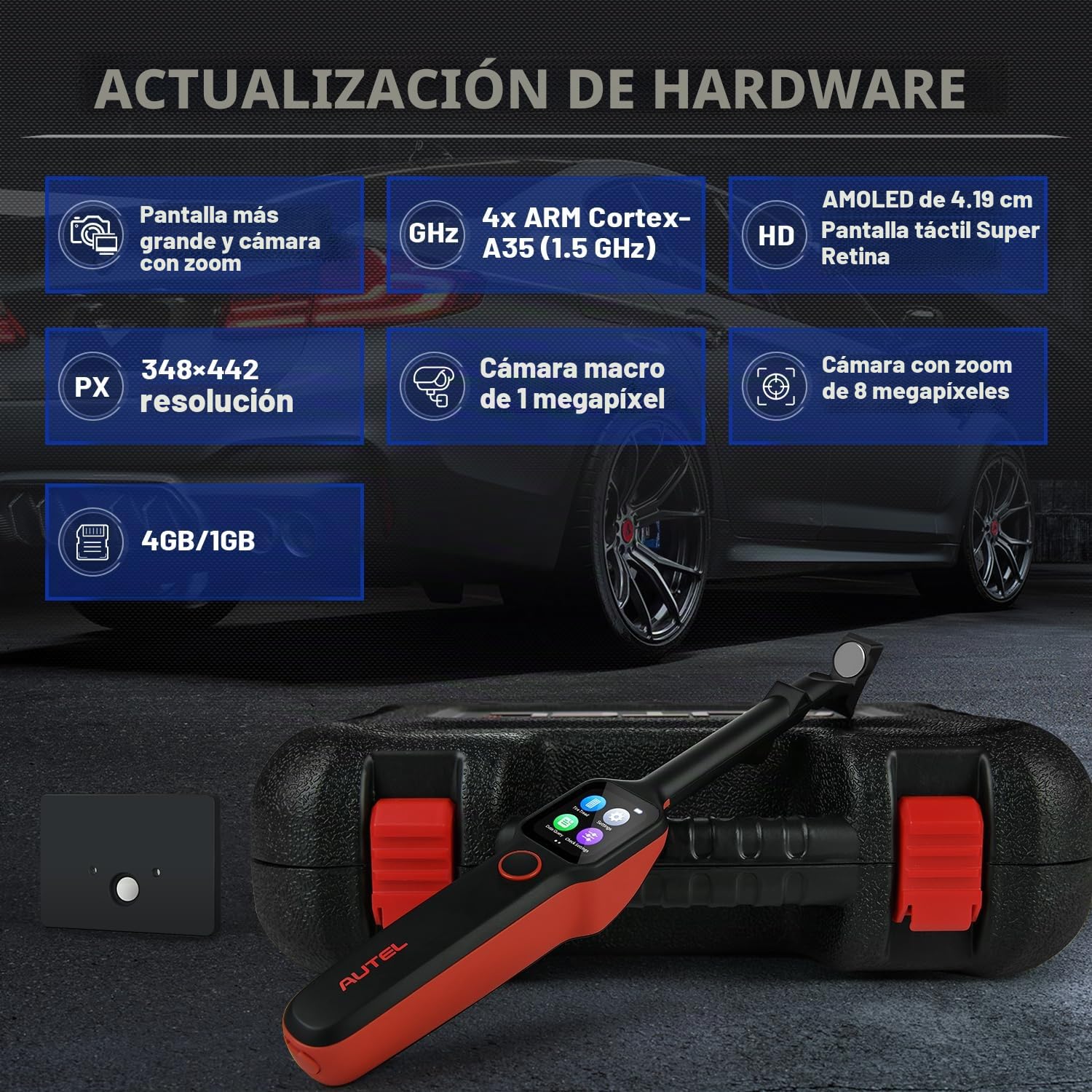 Autel MaxiTPMS TBE200E EU Examen Banda Rodadura Neumáticos para Automóviles: Mejor Herramienta Análisis Desgaste Desigual con Láser 2026, Actualización de TBE100, Cámara Dual, Alta Precisión 0.1 mm
