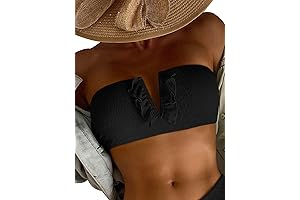 Women's Sexy Ruffle Bandeau Swim Tops, Summer Beach Strapless Bikini Top