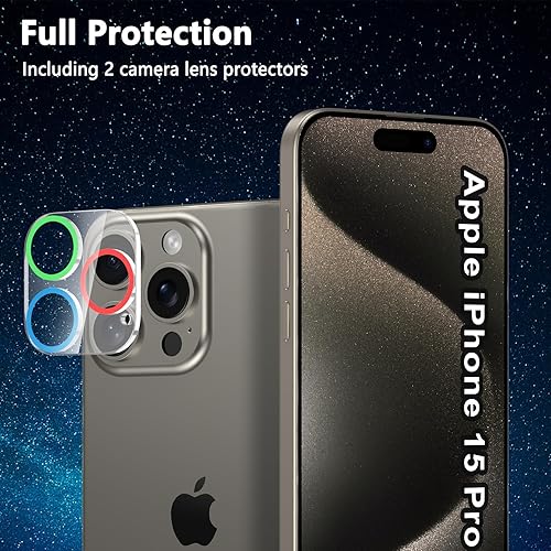 Miniatura 7 de Miqala Protector de lente de cámara para iPhone 15 ProiPhone 15 Pro Max, paquete de 2, brilla en la oscuridad, compatible con fundas, transparente